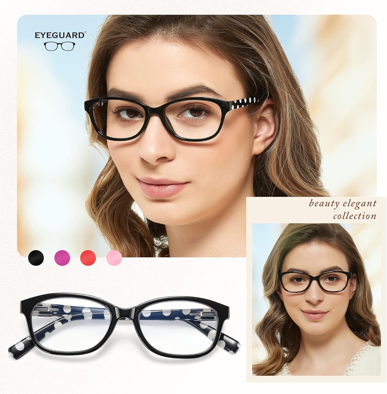 EYEGUARD Polka Dots Fashion Ladies Reading Glasses 4 Pairs Spring Hinge Readers for Women - Image 3