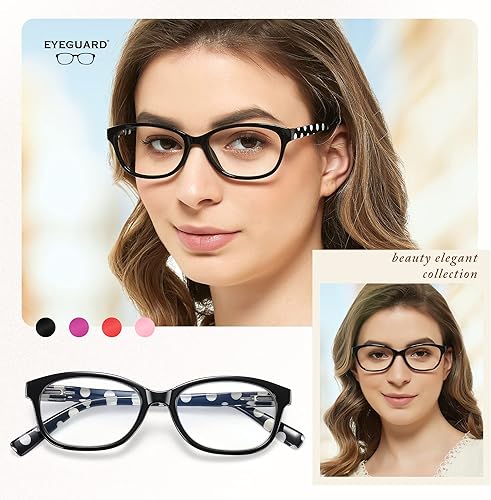 Miniatura 3 de EYEGUARD Paquete de 4 lentes de lectura con bloqueo de luz azul para mujer, antifatiga ocular, lentes antirreflejos, bisagra de resorte, lectores de