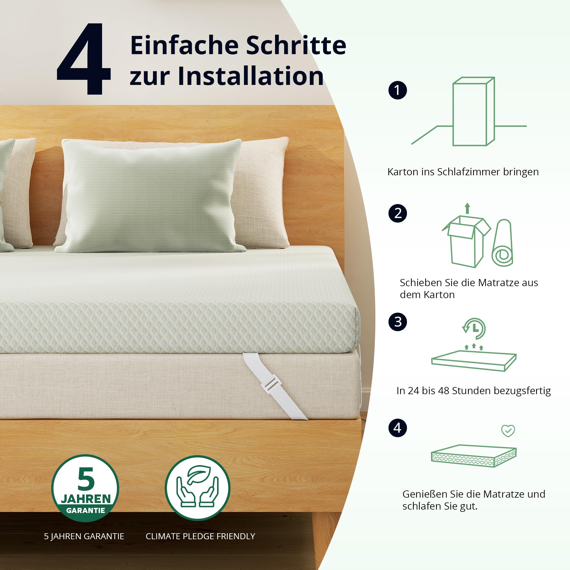 EGOHOME Gel Topper 90x200cm, H2 Weicher Gel-Memory Matratzen Topper mit Grüntee-Extrakt, Öko-TEX Zertifiziert, Matratzen Topper 90x200 mit für Boxspringbett Schlafsofa Gel Bezug Kaltschaum 5CM Höhe