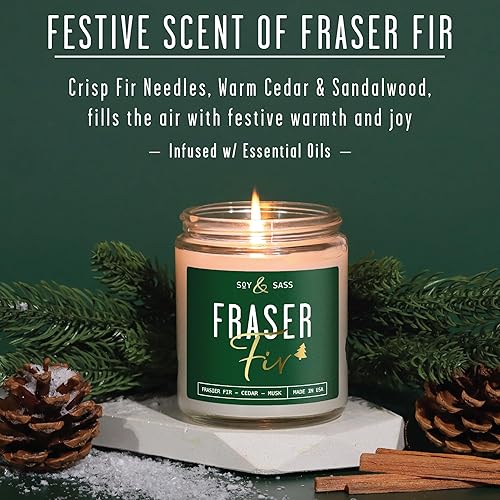 Miniatura 10 de Pine Candle, Pine Scented Candles, Christmas Candles Scented - 'Pine Tree' Soy Candle, wPine Needles, Warm Cedar & Sandalwood - Infused with