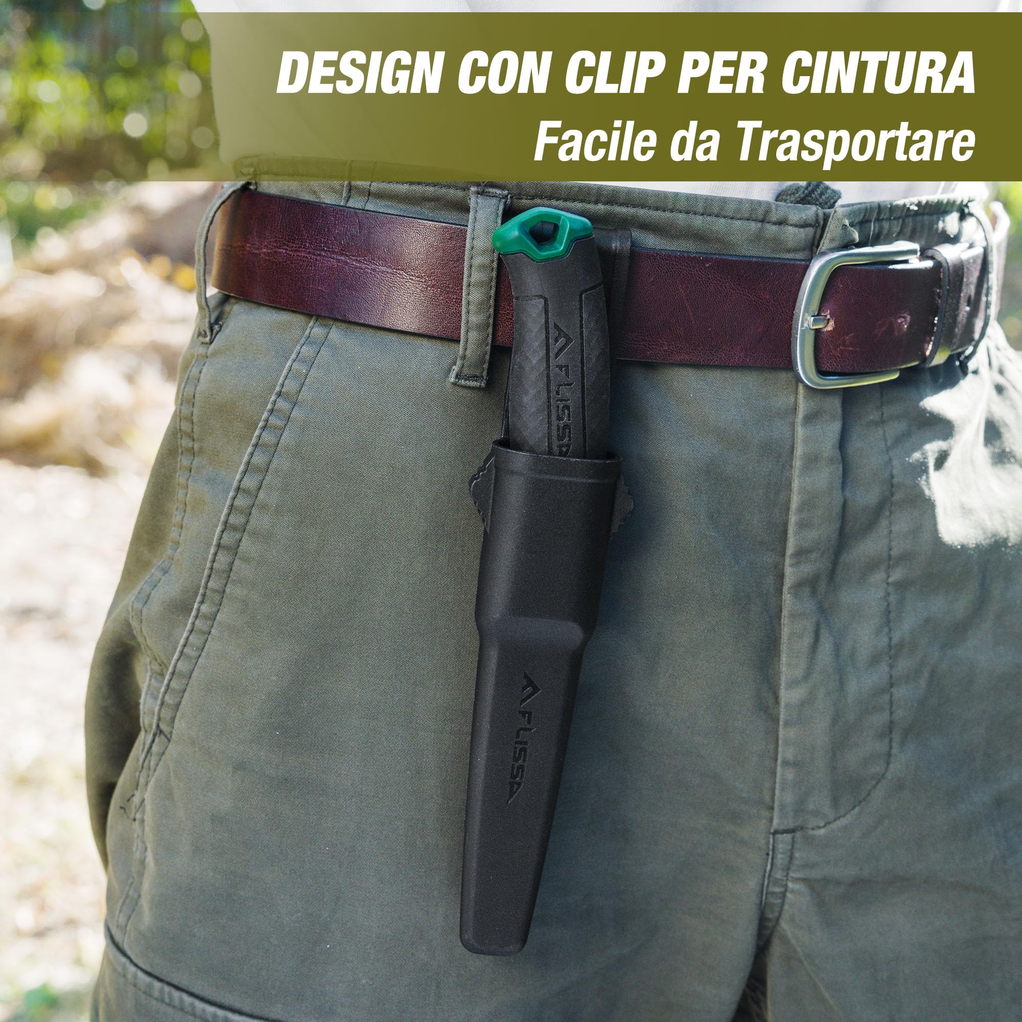 FLISSA Coltello a Lama Fissa & Sega a Mano Pieghevole Set, Coltello da Caccia da Campeggio con Fodero 105mm, Sega da Potatura Pieghevole 180mm per esterni, campeggio, giardino