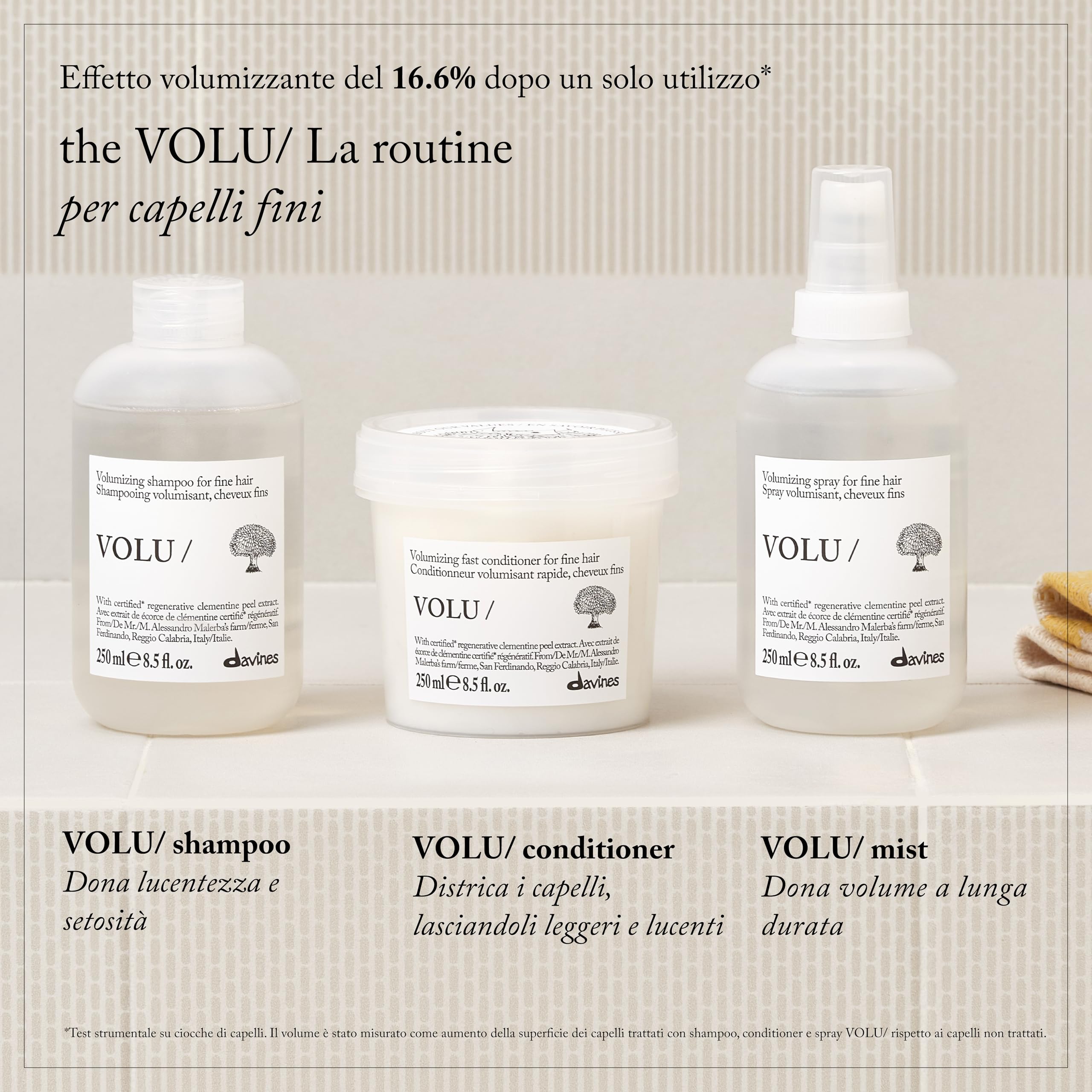 Davines VOLU Hair Mist - Spray volumizzante per capelli fini - Dona volume a lunga durata - 250 ml | Dona volume a lunga durata