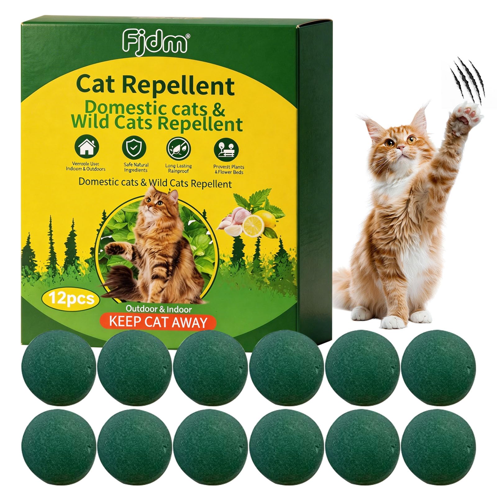 Cat Repellent for Garden, Cat Repellent for Gardens UK, 12 Pcs Cat Deterrent, Natural Cat Deterrent, Cat Scarer for Stray Cats Digging - Keeps Yard Lawn Garden Furniture Insect Repellent