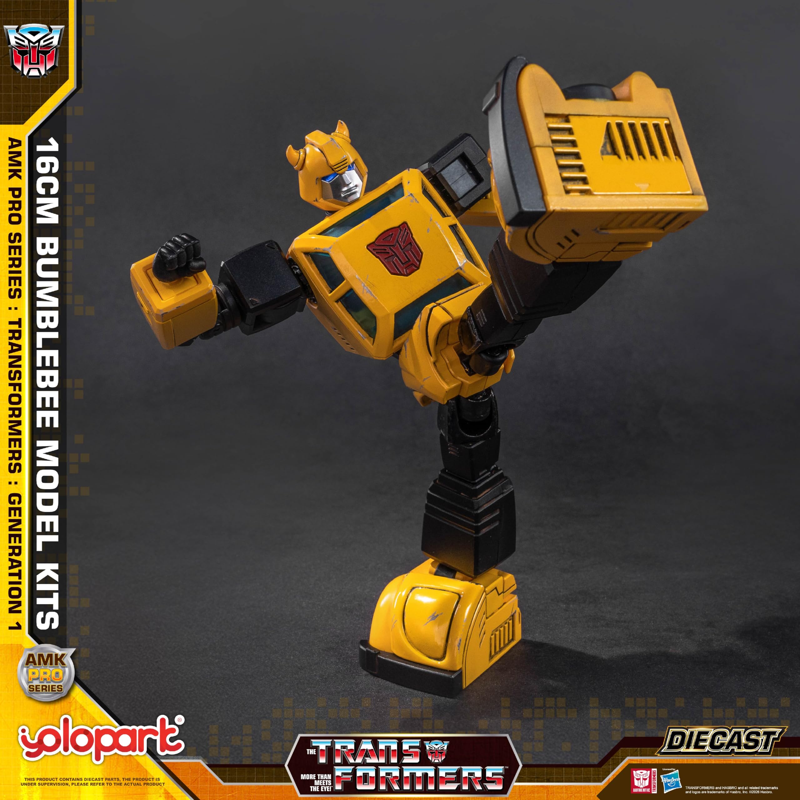 YOLOPARK Transformers G1 Bumblebee Action Figure-Diecast wersja AMK PRO Series 6,3 cala wysoko przegubowa zabawka dla osób od 15 lat, nieprzekształcalny zestaw modelarski Bumblebee