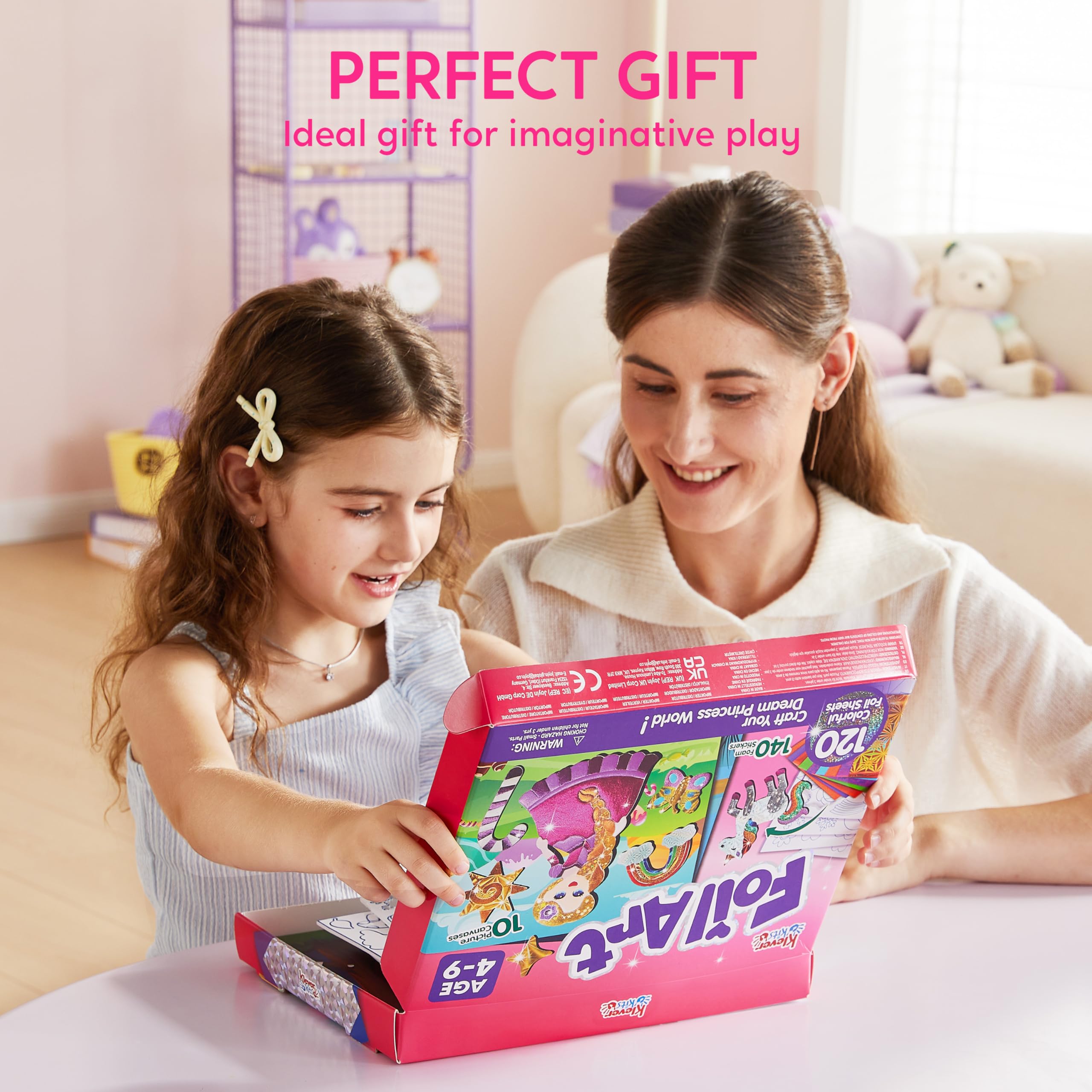 Klever Kits Kit artistico in lamina per bambini, forniture artistiche e artigianali, colorazione senza disordine, adesivi in schiuma laminata, giocattoli da viaggio creativi, regali di compleanno per