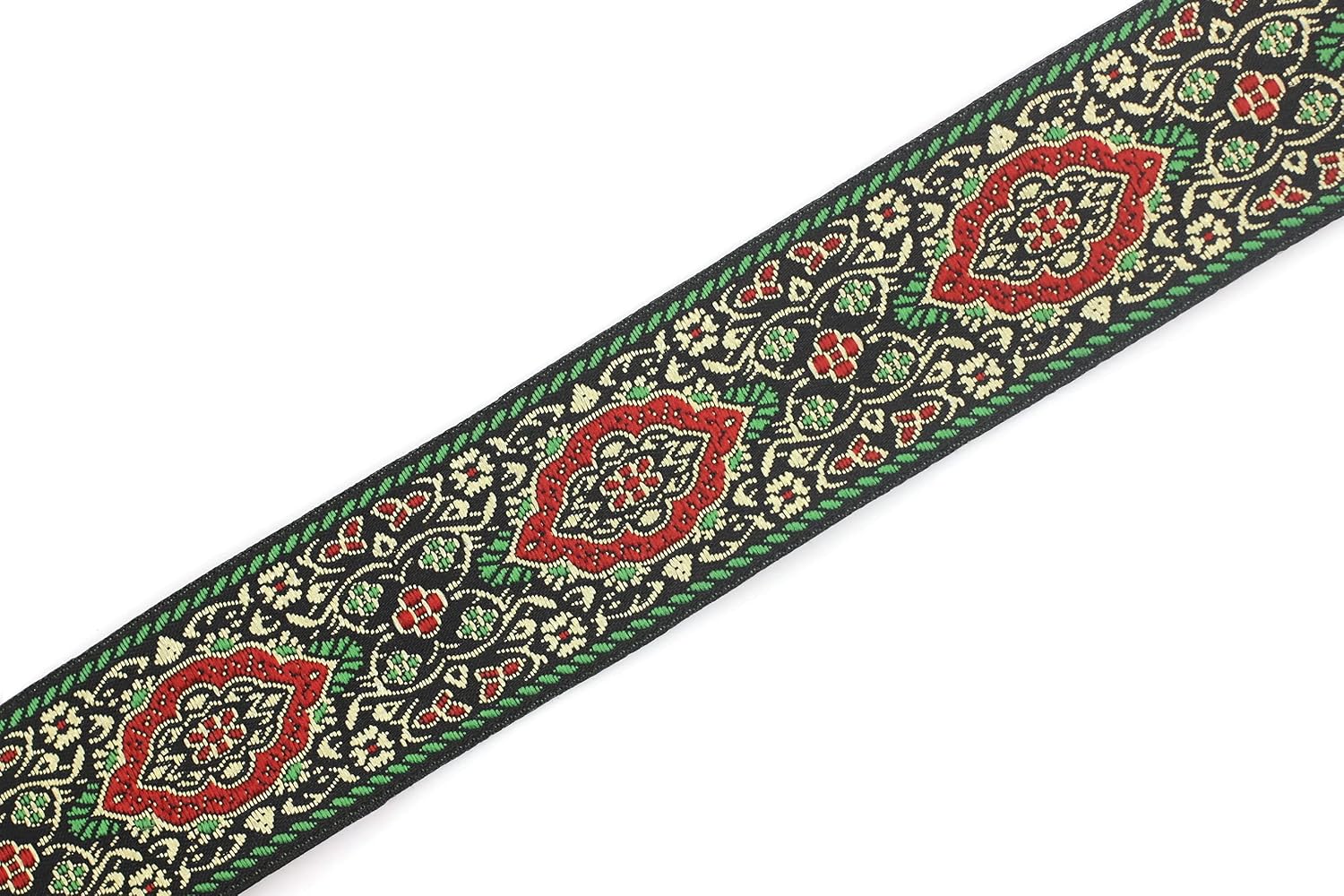 11 Yard Spool 1.37 inches Wide Green Medieval Motive Woven Border Jacquard Ribbon Embroidered Ribbon Sewing Trim Scroll Jacquard Trim 35589