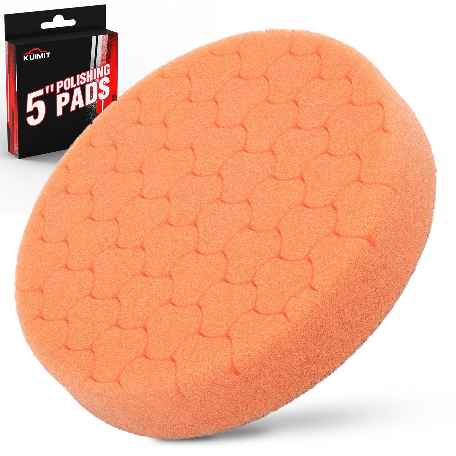 Orange Polish Pad, Buffing Polishing Pads, 1Pc 5.5 Inch Face for 5 Inch 125mm Backing Plate Compound Buffing Sponge Pads for Car Buffer Polisher Compounding, Polishing and Waxing