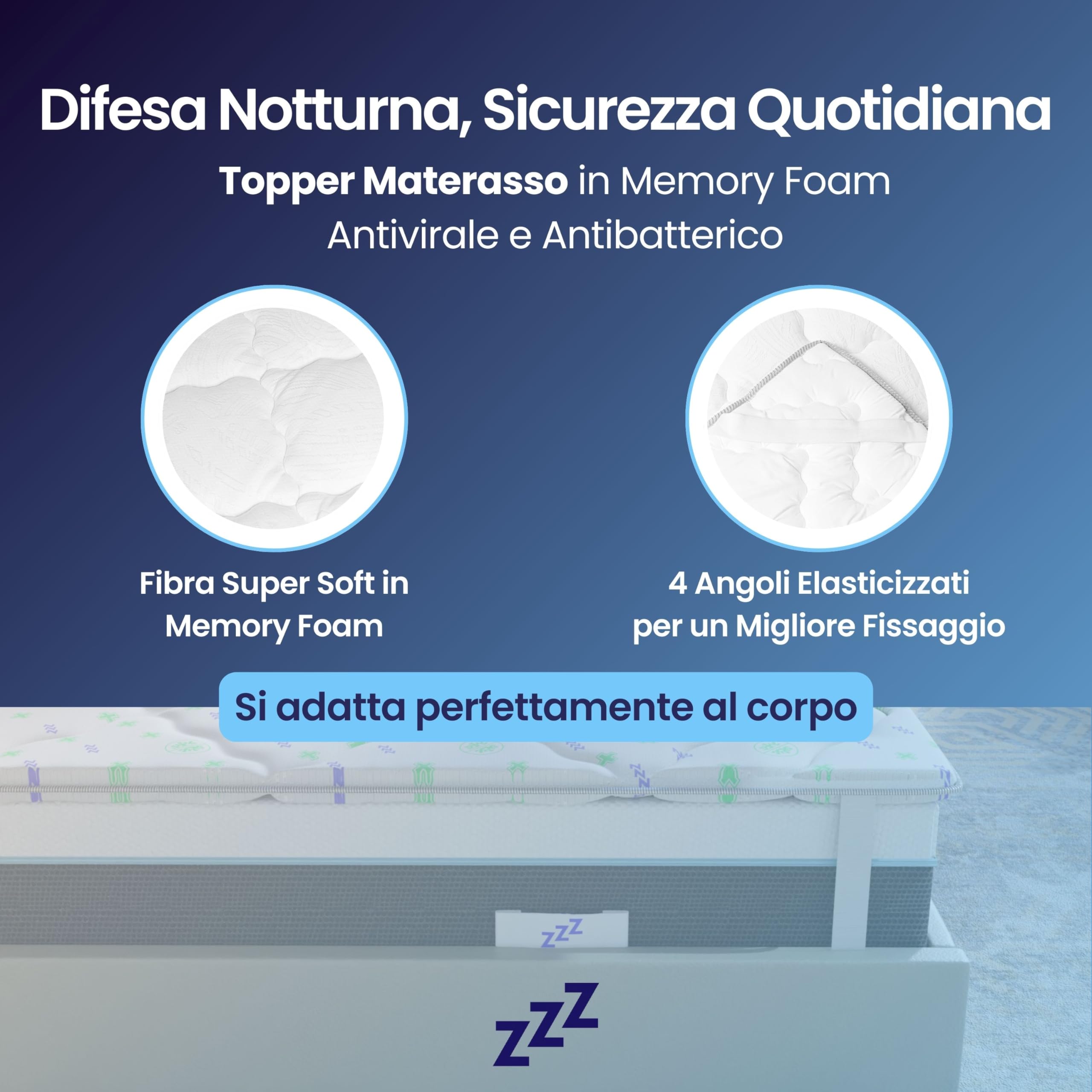 DolciSogni Topper Memory Foam Rigido Per Letto Matrimoniale 160x190 Spessore 5cm Con Fodera In Aloe Vera Sfoderabile E Lavabile 88675004