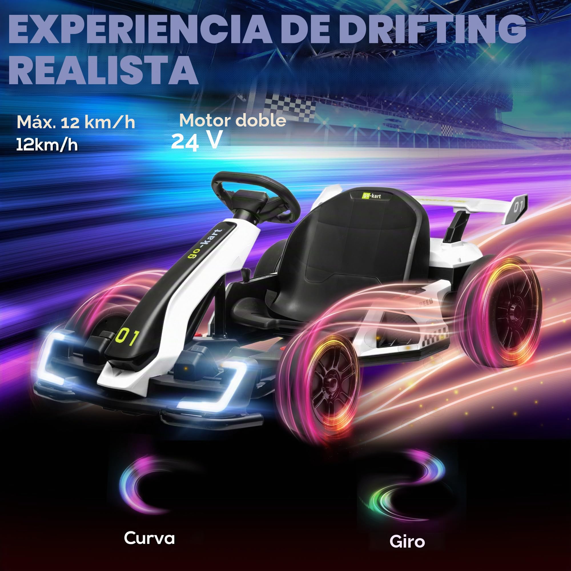 DecHome Go Kart Elettrico per Bambini 6-12 Anni 24V 12km/h con