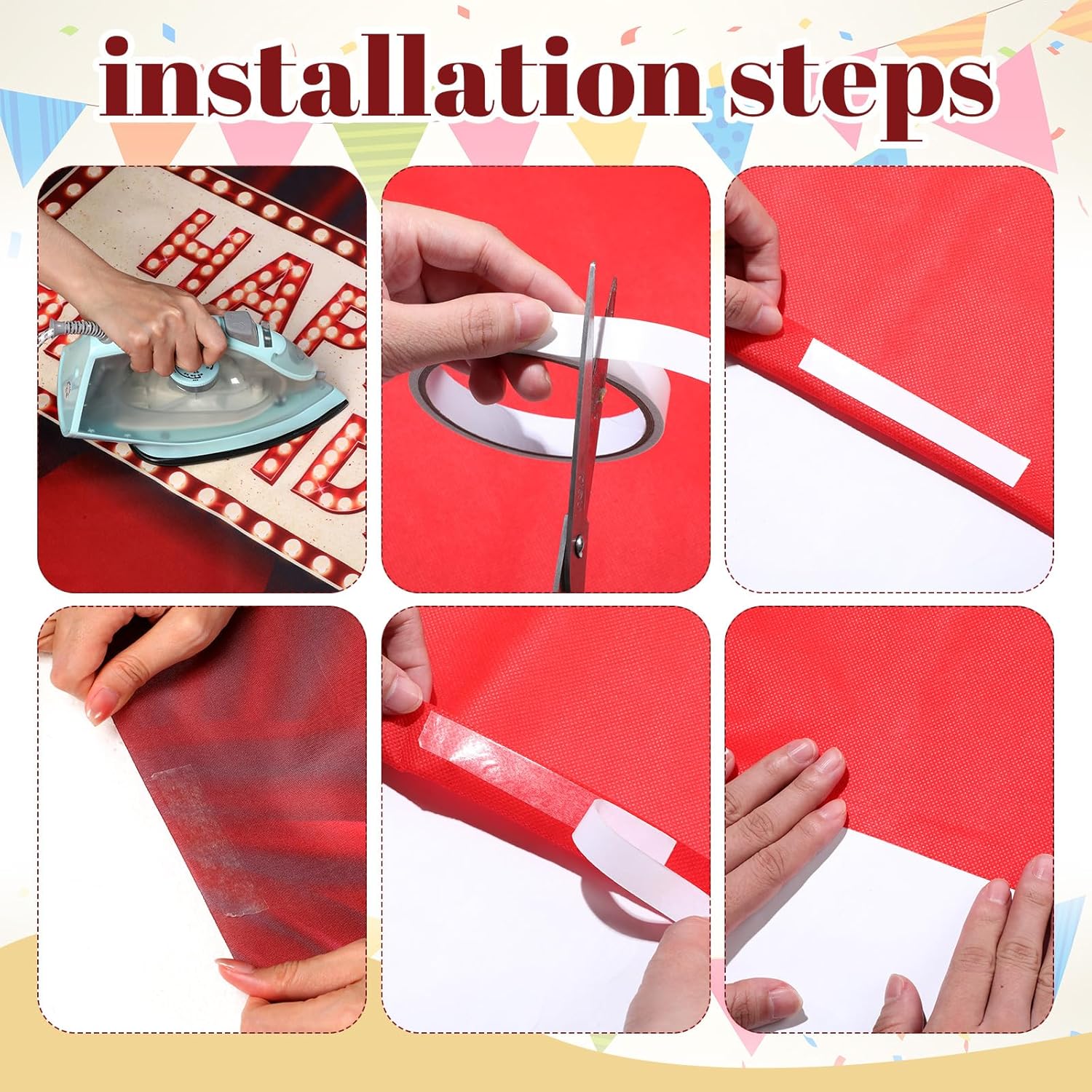 Frienda 2.6 x 15 ft Red Carpet Happy Birthday Party Backdrop 5 x 6.6 ft Vintage Light Sign Photography Backdrop Banner, 154 Gold Red Black Balloons Arch Kit Carpet Runner for Party Decorations