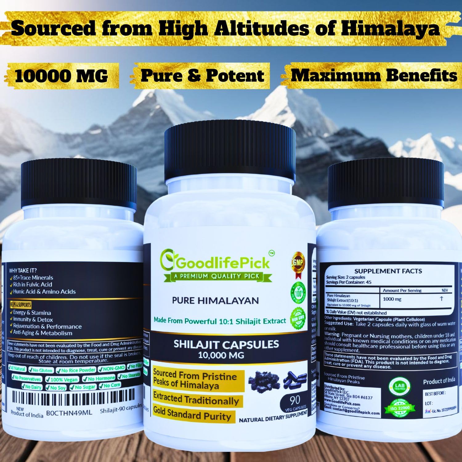 Pure Himalayan Shilajit Capsules.Maximum Strength Natural Shilajit Rich in Trace Mineral & Fulvic Acid.High Altitude Sourcing. Vegan NonGMO 90ct. Extracted Traditionally No Stearate No Rice Flour — Amazon image 12