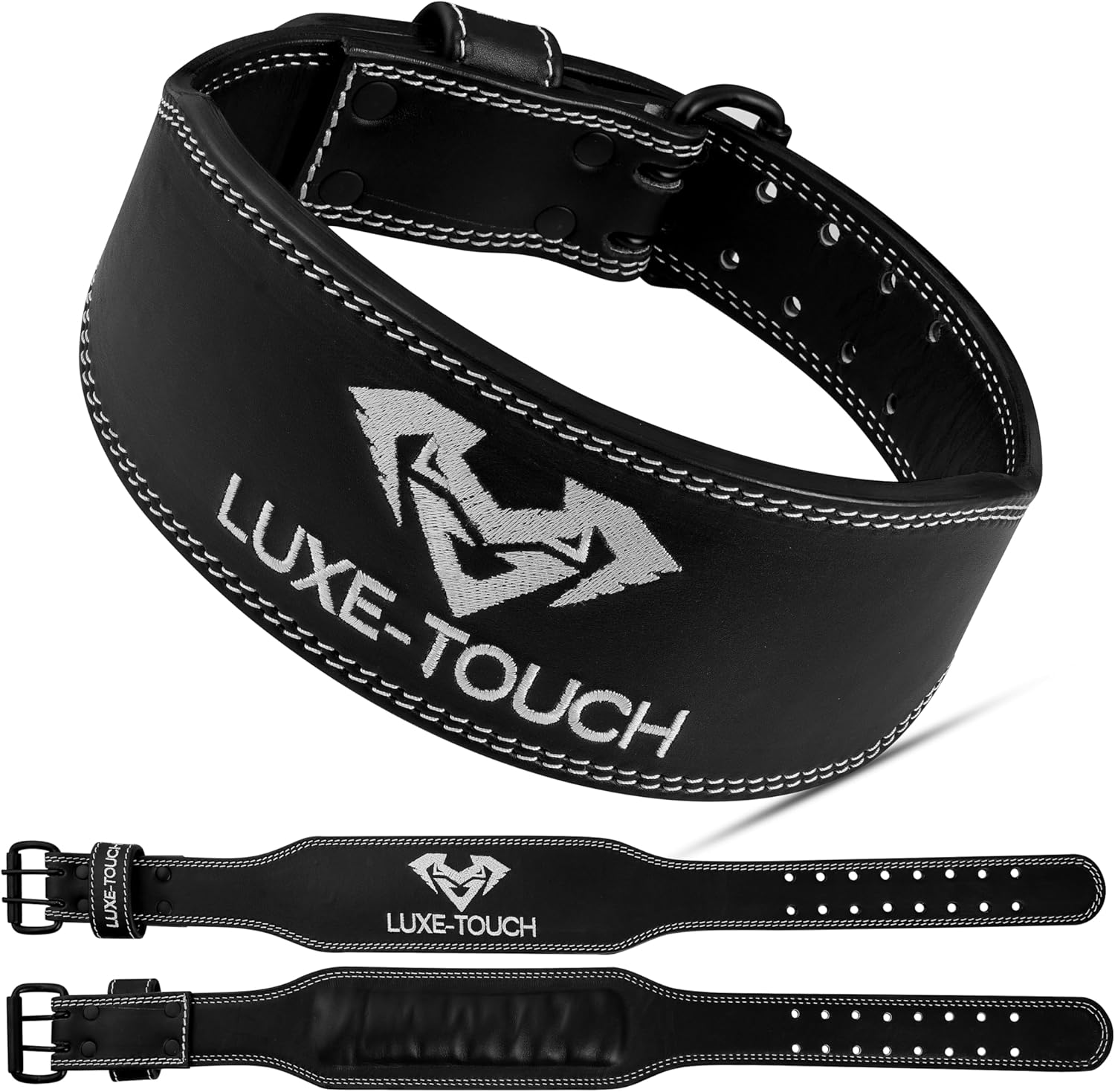 7mm Thickened Premium Weightlifting Leather Belt, 4" Wide Heavy Duty Workout Belt for Men & Women. Adjustable Double Prong Leather Belt for Gym Exercise. Lumbar Support Leather Deadlifting, Bodybuilding, Cross Training Belt. Powerlifting Belt