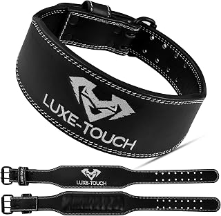7mm Thickened Premium Weightlifting Leather Belt, 4" Wide Heavy Duty Workout Belt for Men & Women. Adjustable Double Prong Leather Belt for Gym Exercise. Lumbar Support Leather Deadlifting, Bodybuilding, Cross Training Belt. Powerlifting Belt