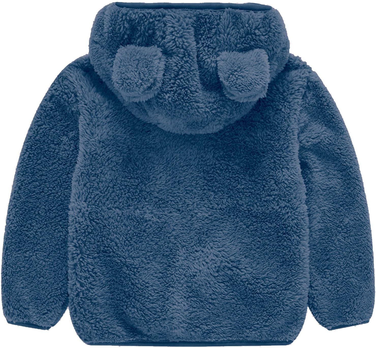 Toddler Girls Fleece Jacket Baby Boy Winter Clothes Cute Cat Ear Hoodie Kids Coats Zip Up Bear Hoodie Outerwear