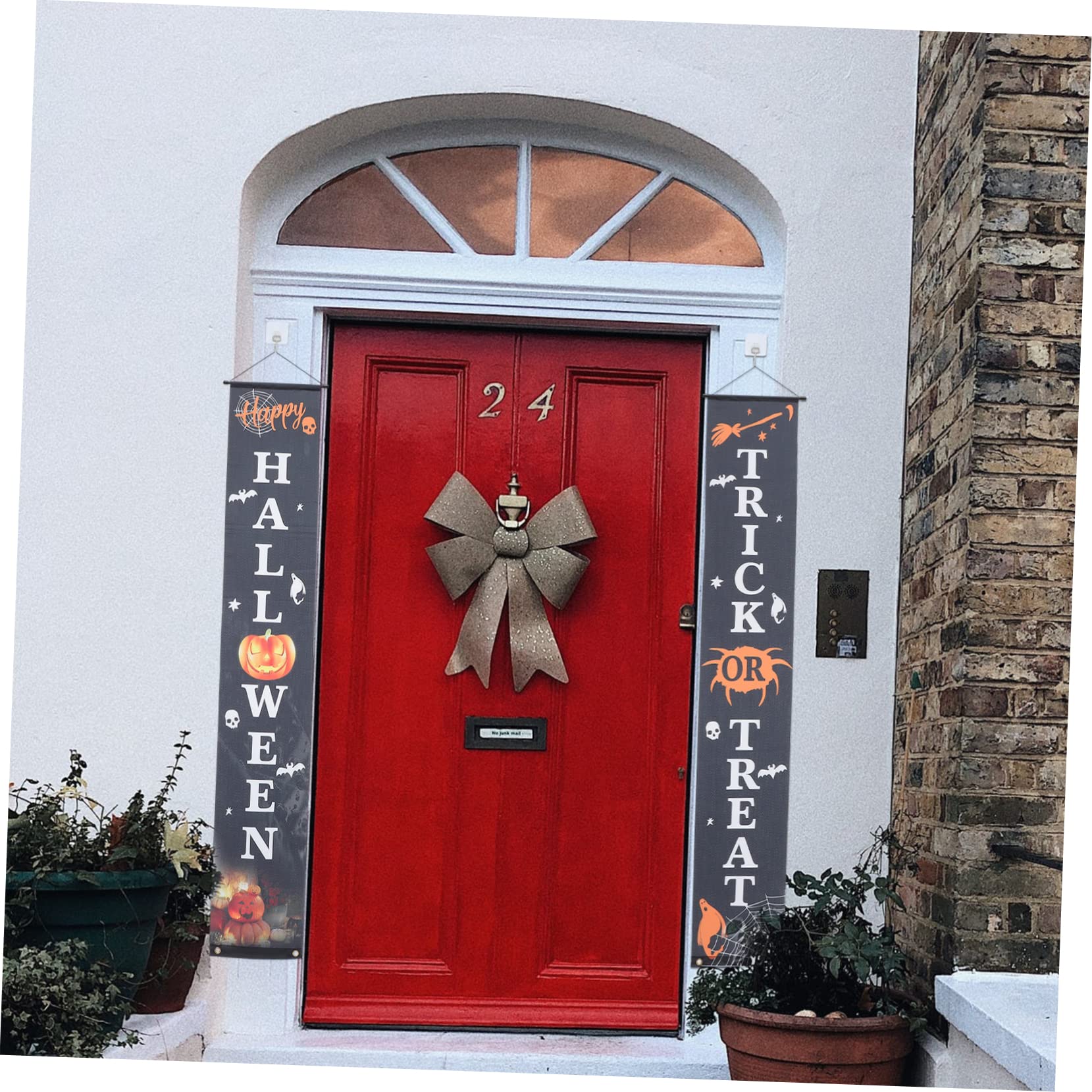 TOPBATHY 3 Set Distici di Halloween Striscione Portico Dolcetto o Scherzetto segni di Halloween Porta d'ingresso Halloween Decorazioni Halloween Party cartelli del Portico di Halloween