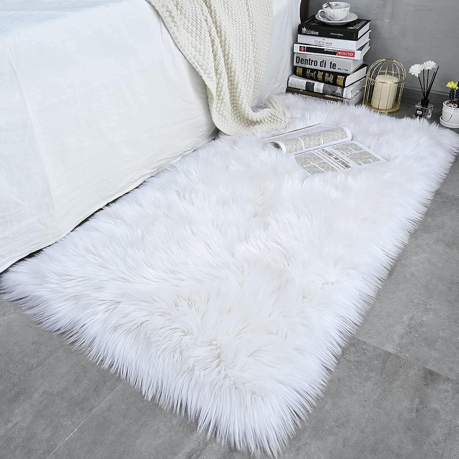 ISEAU Soft Faux Fur Fluffy Area Rug, Luxury Fuzzy Sheepskin …