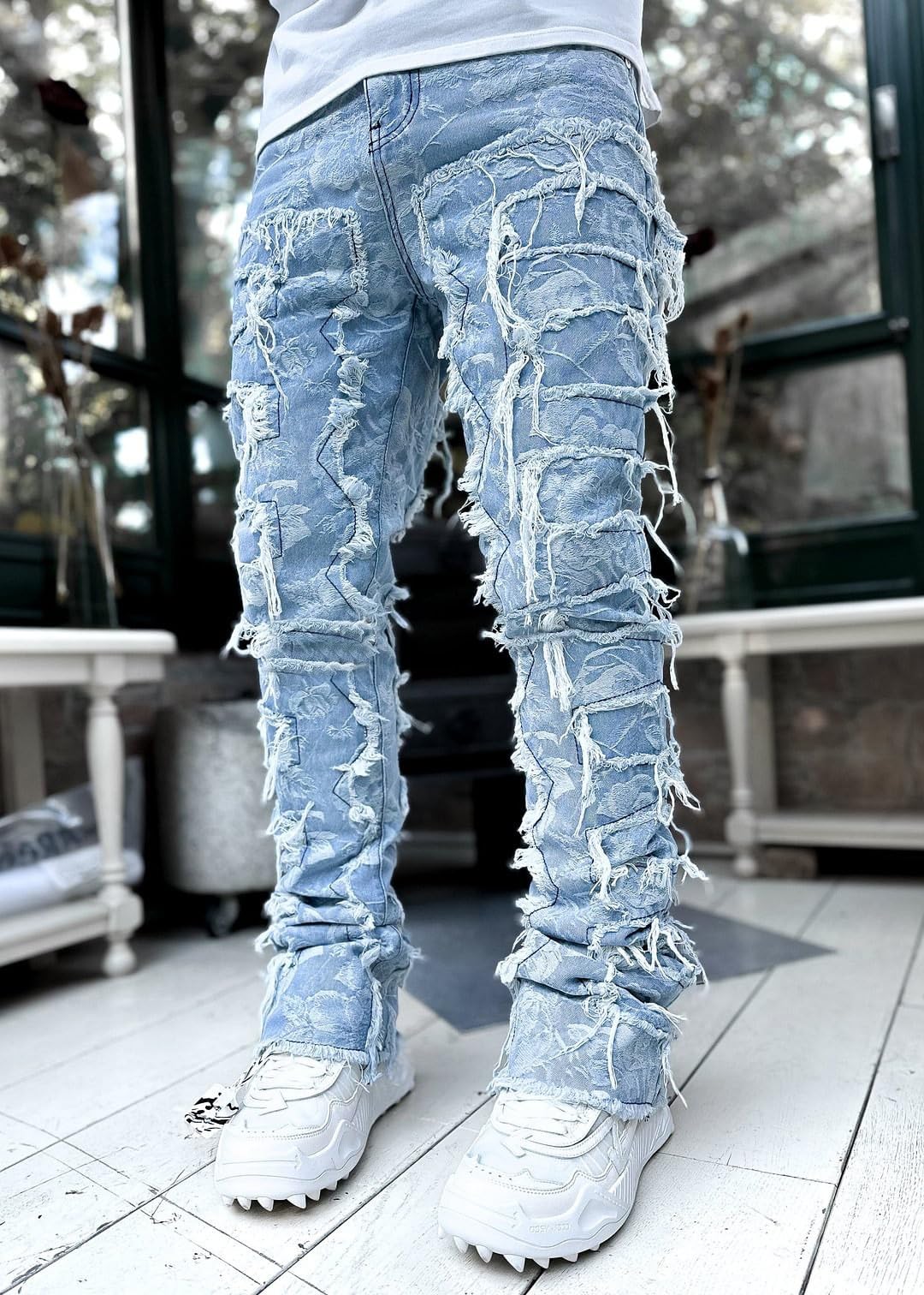 Jeans holgados elásticos ajustados para hombre