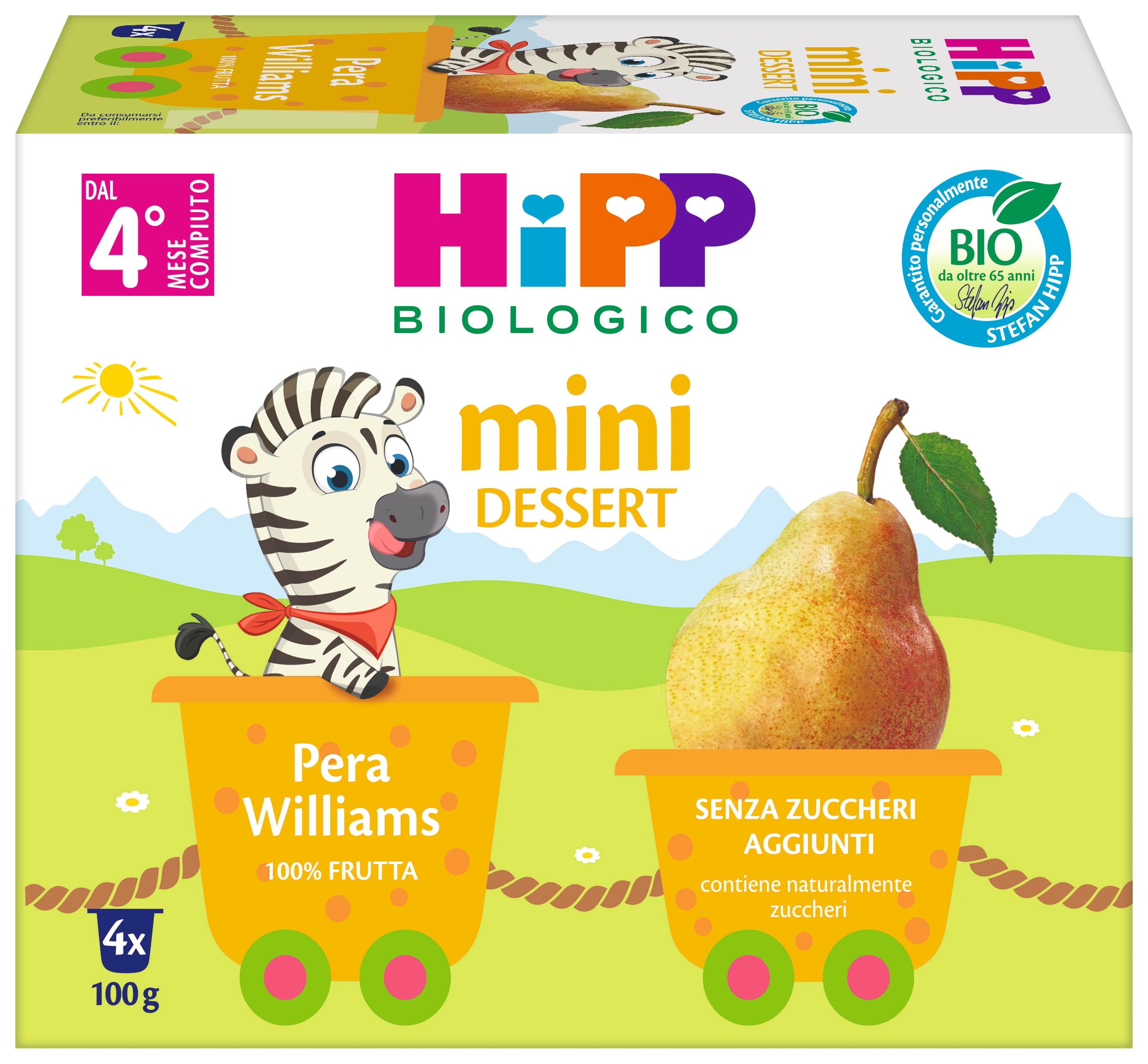HiPP - Nuovi Mini Dessert, Frutta Grattugiata Bio, Gusto Pera Williams, Confezione Da 24 Vasetti Da 100 G, 2700 Grammo