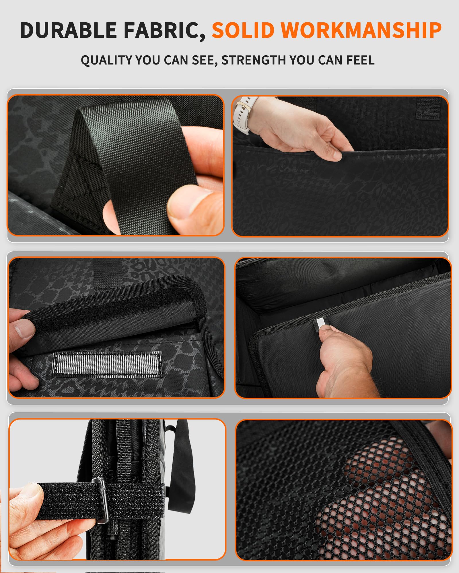 Sturdy Car Trunk Organizer – Large Capacity Trunk Organizer for SUVs & Sedans, Hard-Shell One-Piece Design with Cute Print, Collapsible and Durable Car Organizers (Black Leopard 70L)