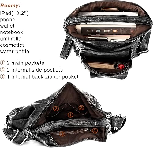 Miniatura 4 de Bolsos Hobo para mujer, bolso grande y bolsos de mano de piel sintética suave para mujer, bolsos de hombro con múltiples bolsillos bolsa cruzada