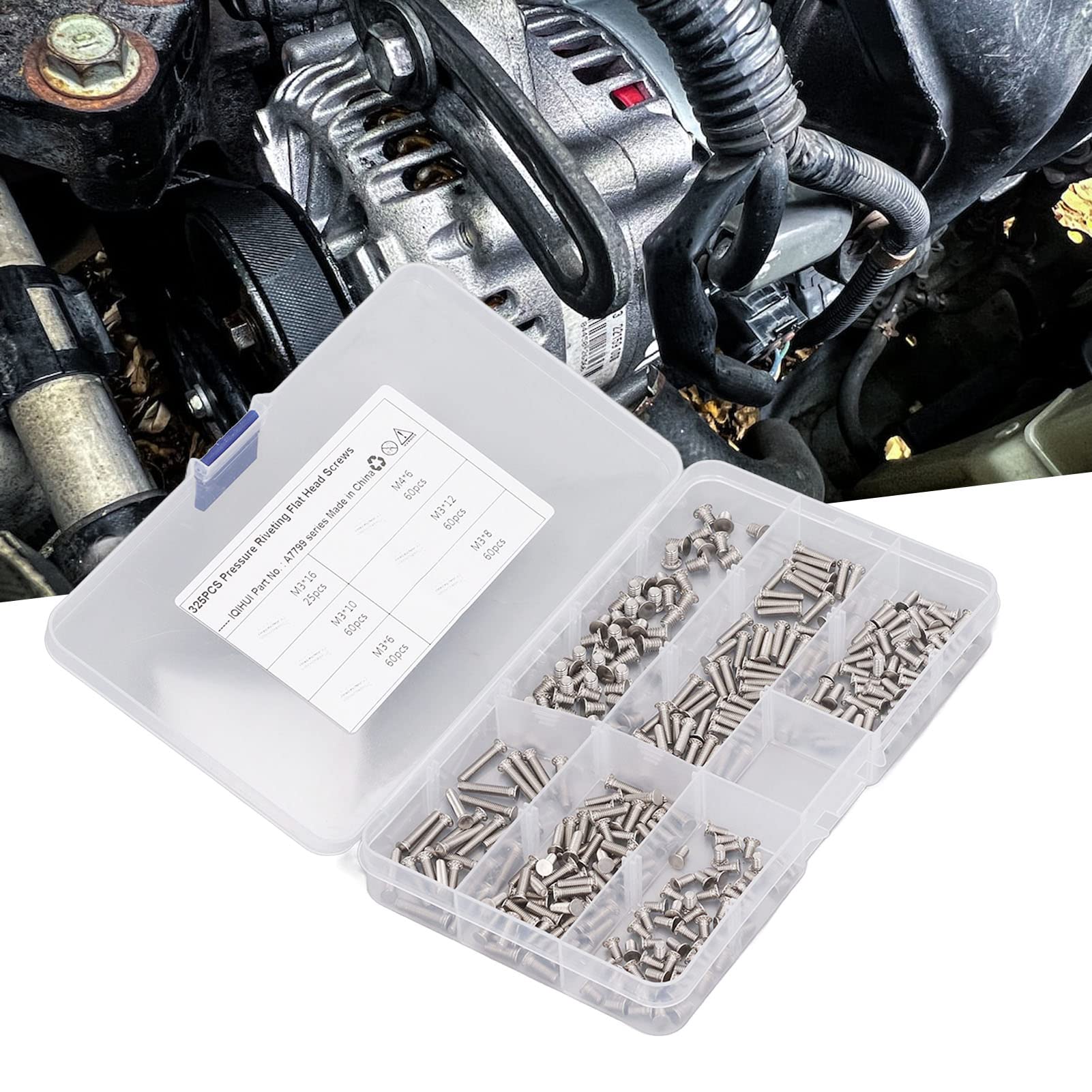 Leapiture 5Pcs Spot Welding Screws 6 Types M3 M4 Welding Stud Stainless Steel Machinery Screws Stud Flat Head Screws with Storage Box DIY Welding Equipment