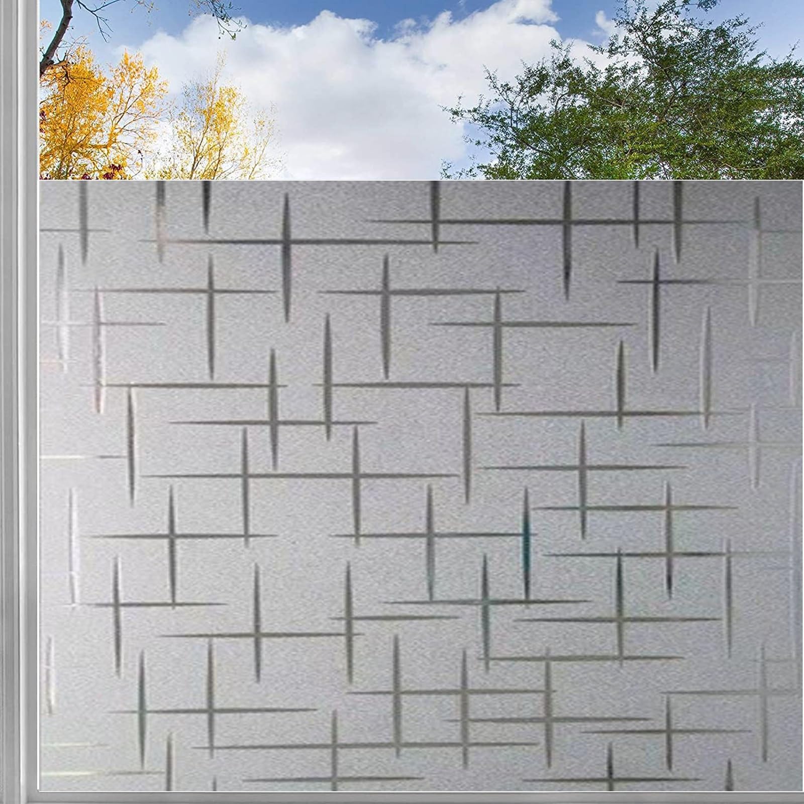 Privacy Film for Glass Windows 70 x 700 cm(28 x 276inch) Opaque Anti UV Light Blocking Privacy Static Glass Films Blackout Window Tint Film for Home, Star