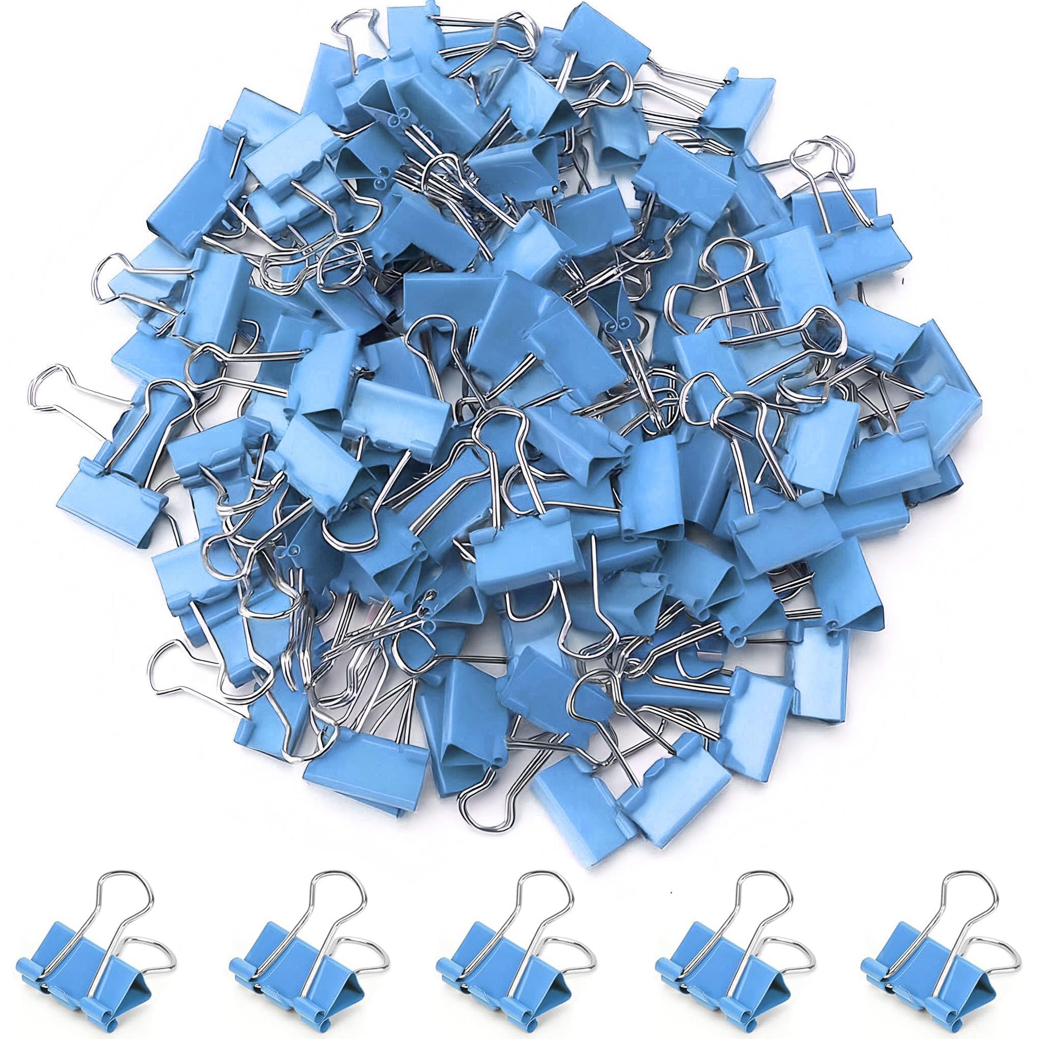 Photo 1 of Qikaara Mini Blue Binder Clips (100 Pack)