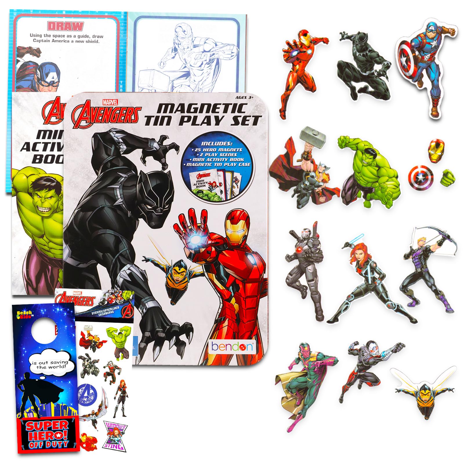 Avengers Kühlschrankmagnet-Set – Bundle mit 25 Kühlschrankmagneten für Kleinkinder, Kinder, Lernspielzeug plus Aufkleber, mehr | Avengers Magnetspielzeug für Jungen