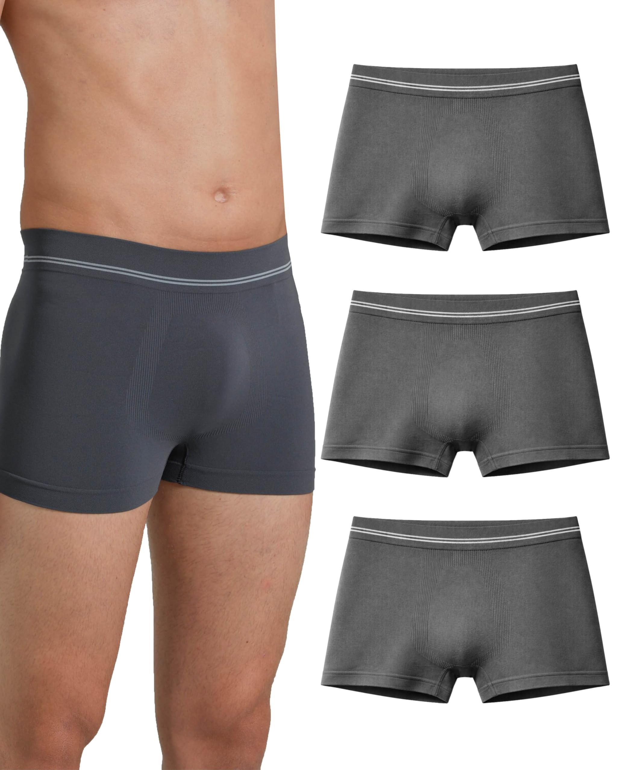 Risalti Men's Anthracite X 3 Boxers Microfibre 3 Pcs - Boxer Shorts More Breathable Than Cotton Boxers, Underwear Trunks, Underwear, Seamless Boxers For - Made In Italy