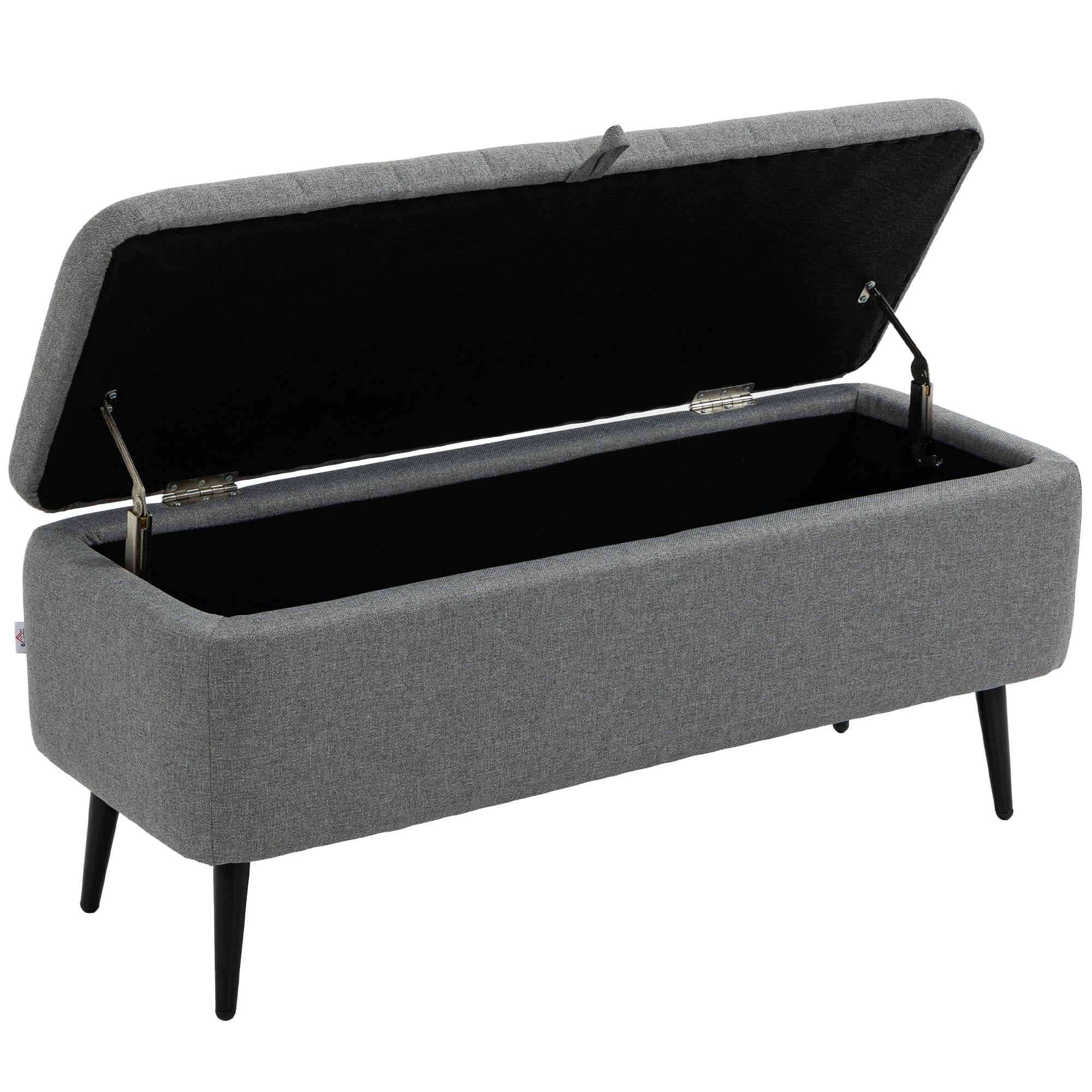 HOMCOM Ottoman Bench - Linen Storage Ottoman - Grey
