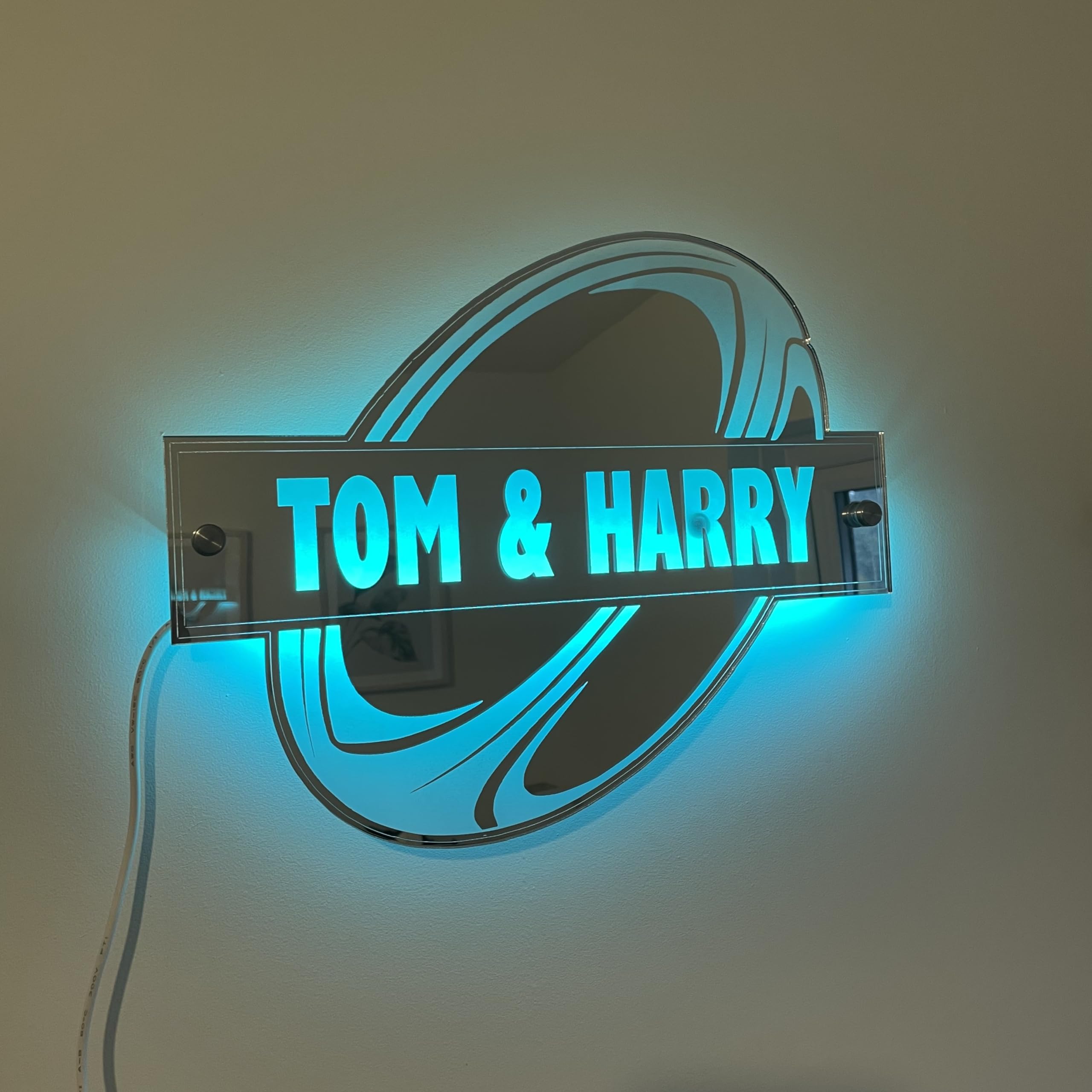 Custom LED Rugby Name Mirror | Football Name Sign | Football gift