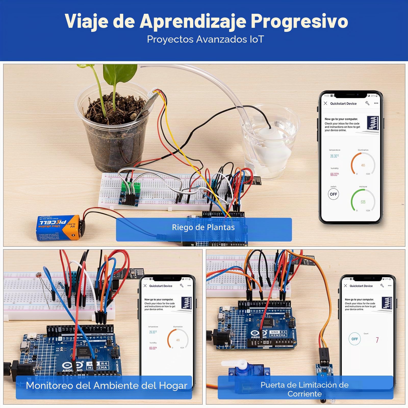 SunFounder Ultimate Starter Kit con Original Arduino Uno R4 Minima, 3 en 1 IoT/Smart Car/Kit básico con tutoriales en línea, para Principiantes y entusiastas(Original Arduino Uno R4 Minima Incluido)