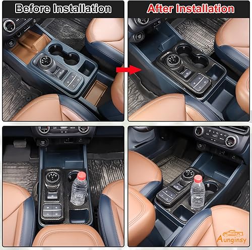 Vista 26 de Cubierta del panel de la caja de cambios de control central del automóvil, compatible con Ford Maverick 2022-2024, cubierta del panel de palanca