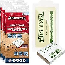 Catchmaster Crawling Pest & Insect Glue Traps 12-Count (3 Packs of 4), Insect Traps Indoor for Home, Pest Control Glue Boards, Adhesive Tray for Bugs, Spiders, Crickets, Roaches, & Ants
