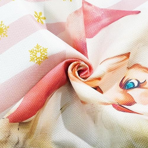 Miniatura 6 de HOMFREEST Juego de 2 fundas de almohada de Navidad de 12 x 20 pulgadas, diseño de rayas rosas de Papá Noel, fundas de cojín decorativas de Navidad