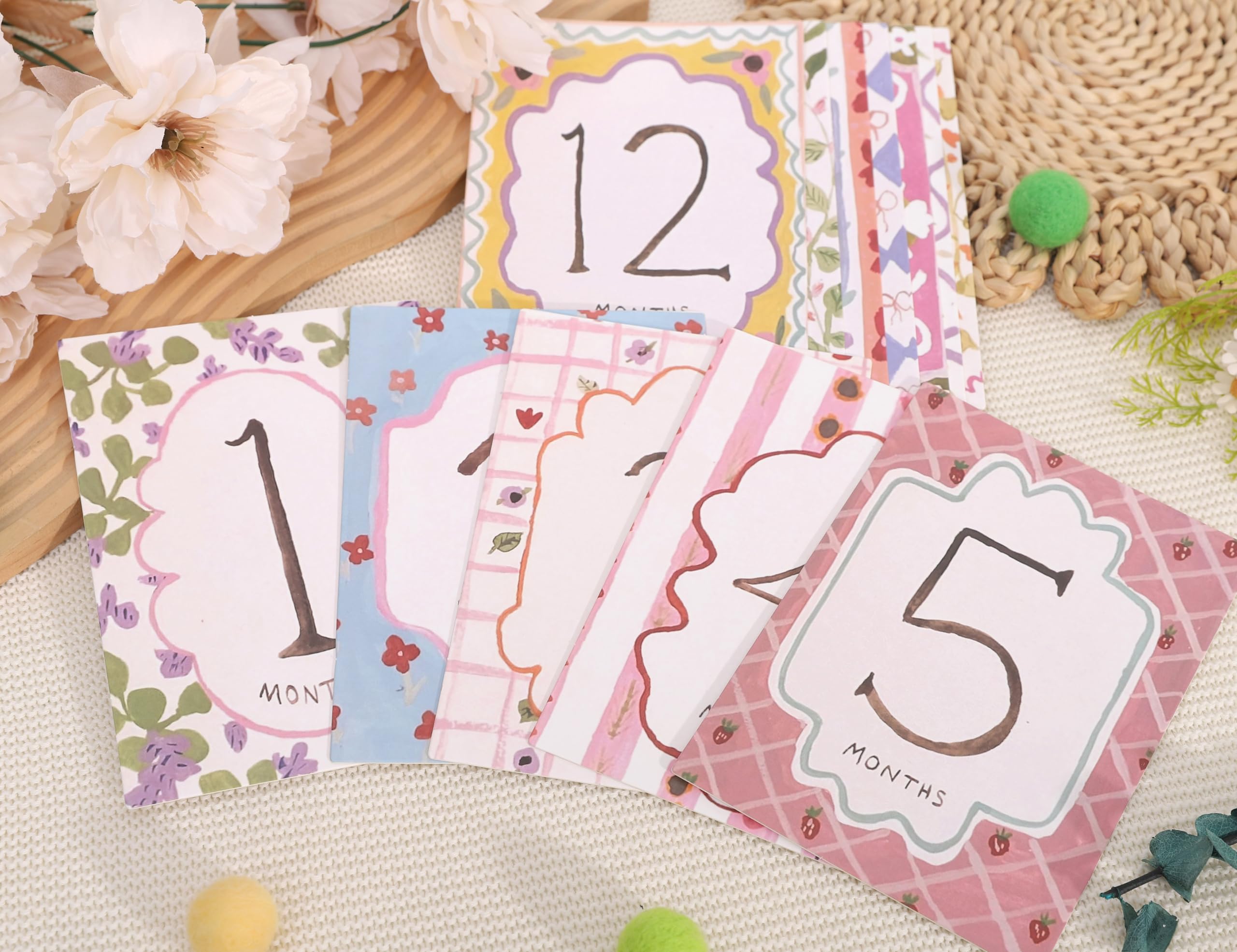 Tarjetas mensuales de hitos para bebé niño/niña, tarjetas de primer día festivo, tarjetas de hitos fotográficos del primer año, accesorios para fotos de recién nacidos (tarjetas-2)