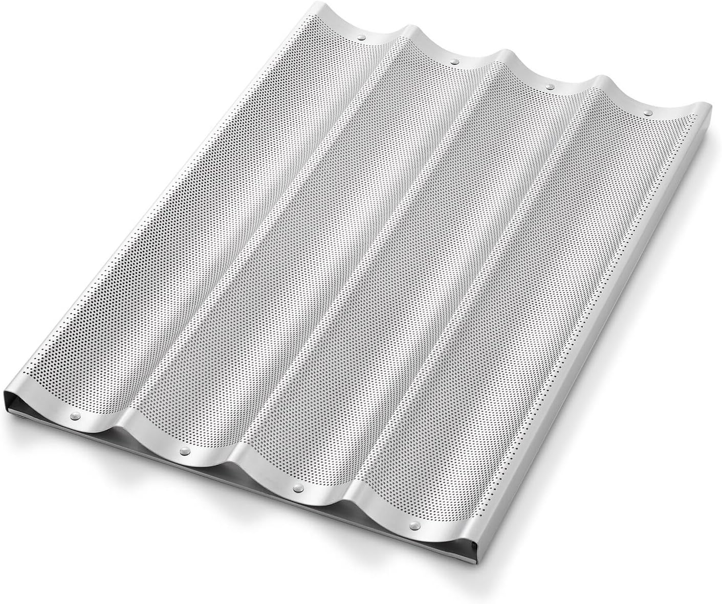 For Commercial 18x26 Aluminum Baguette Pan. 4 Slot Long Perforated French Bread Pan