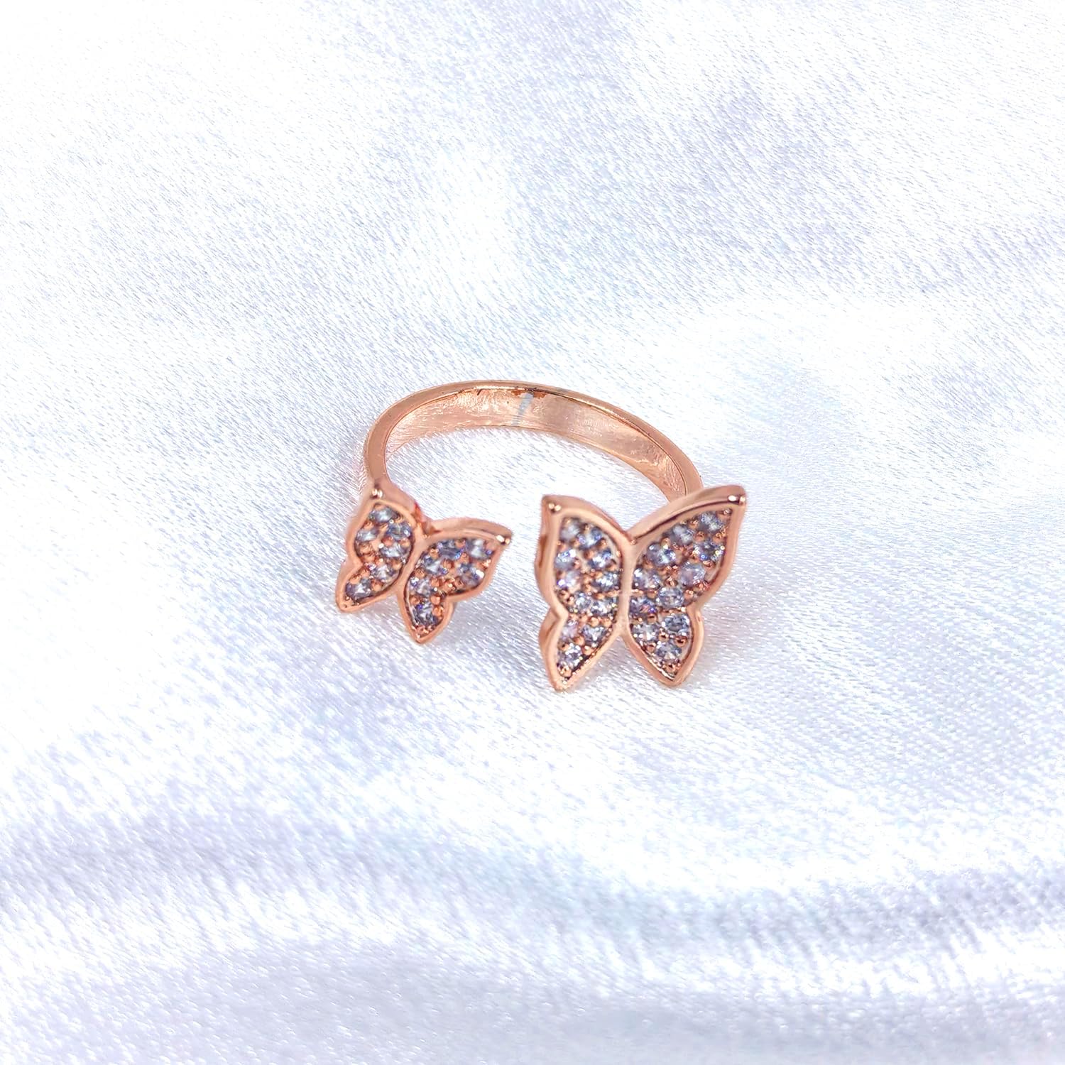 MYANAIL Double Butterfly Ring for Woman Cubic Zirconia Cute Butterfly Adjustable Ring Birthstone Opening Butterfly Finger Ring Fashion Knuckle Statement Ring jewelry - Image 6