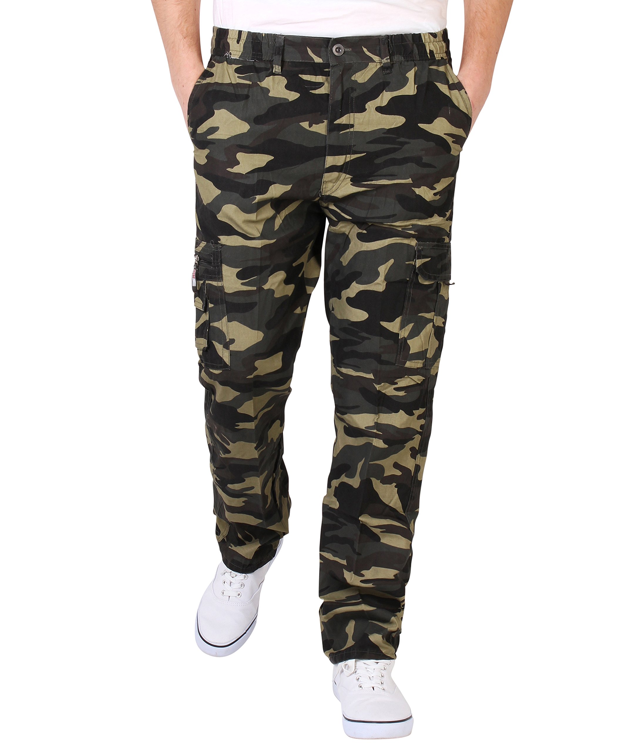 KRISPMens Camouflage Print Combat Trousers Casual Everyday Work Pants Cargo Pockets