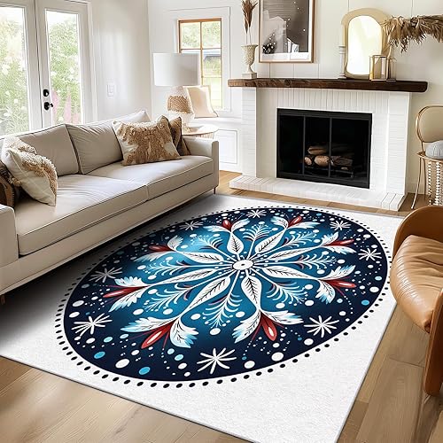 Miniatura 1 de Retro 70s Rug 4x5 Washable with Floral Polka Dot Design, Ultra Thin Soft Area Rugs for Bedroom, Living Room, Retro 70s Room Decor Indoor Carpet, Non