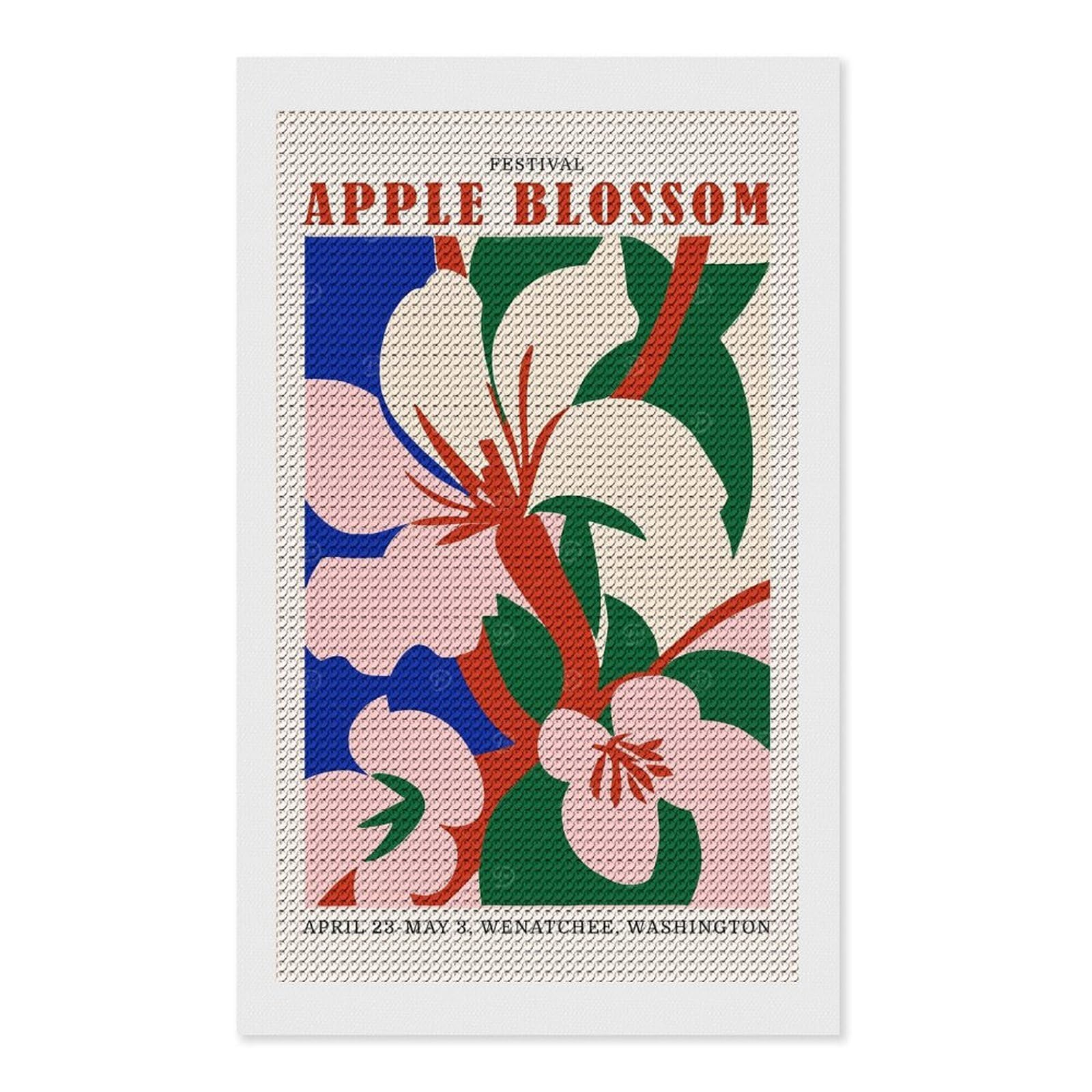Junmoney Apple Blossom Festival Diamond Art Canvas 12"x20", Easy Handmade Project, Complete Accessories, Bedroom Decor, Birthday Gift