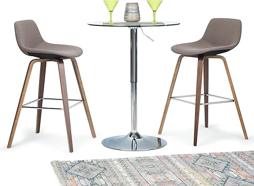 Miniatura 69 de SIMPLIHOME Randolph - Taburete moderno de mediados de siglo de madera curvada de 28 pulgadas (juego de 2) en piel sintética vegana gris piedra para