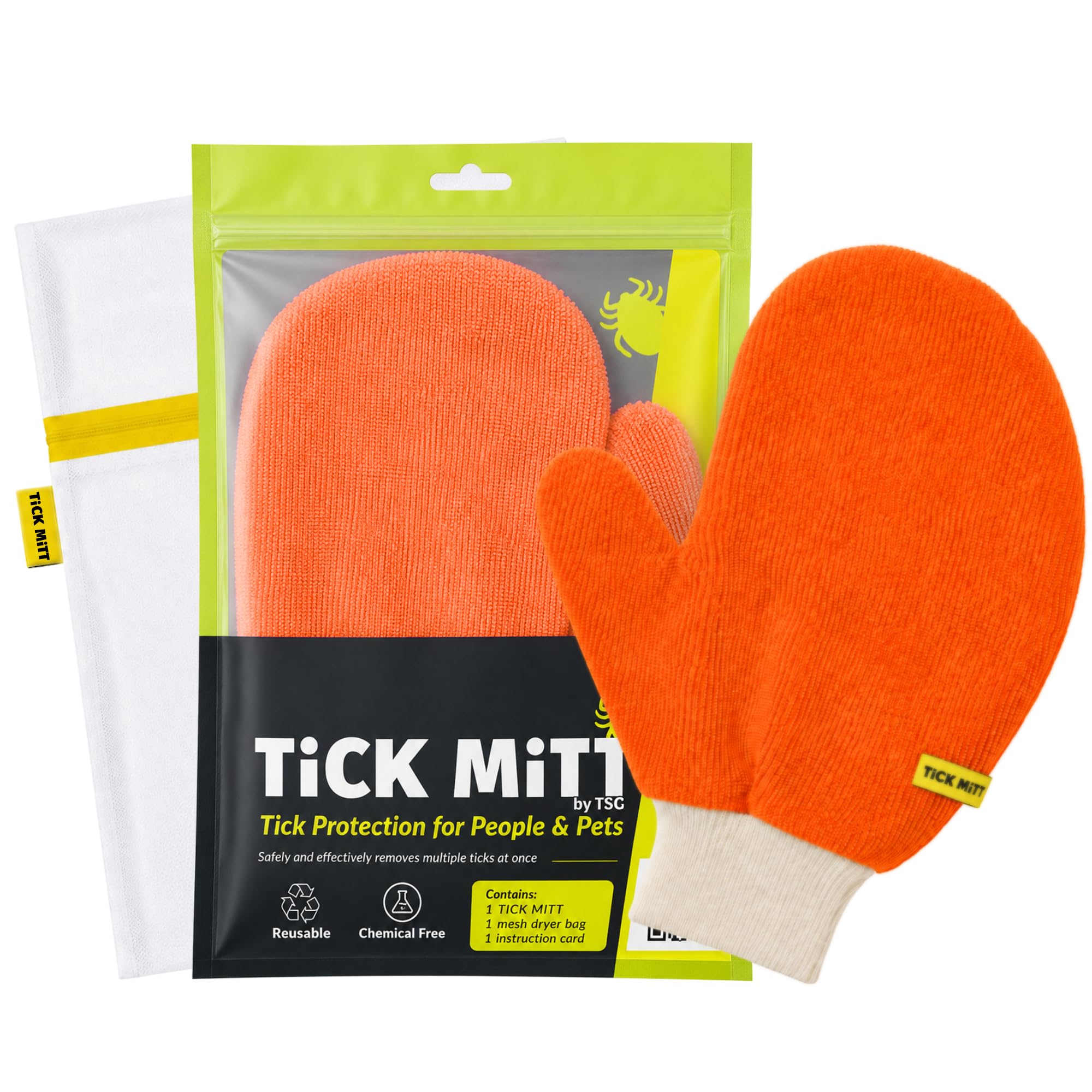 TiCK MiTT Orange Glove – Chemical-Free, Durable &amp; Portable Outdoor and Pet Care Accessory
