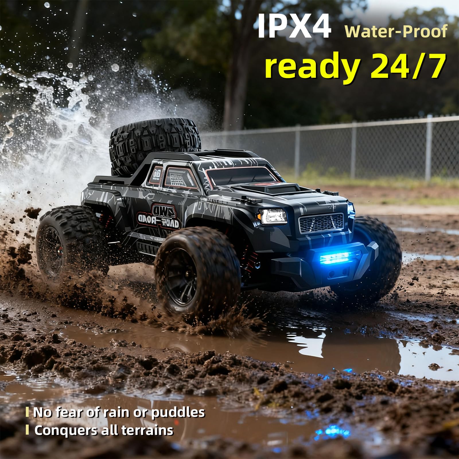 Auto radiocomandata senza spazzole, 1/16 RC, 55 km/h, camion telecomandato, 4 WD All Terrains fuoristrada, camion radiocomandato, 2,4 GHz, crawler RC con 2 batterie
