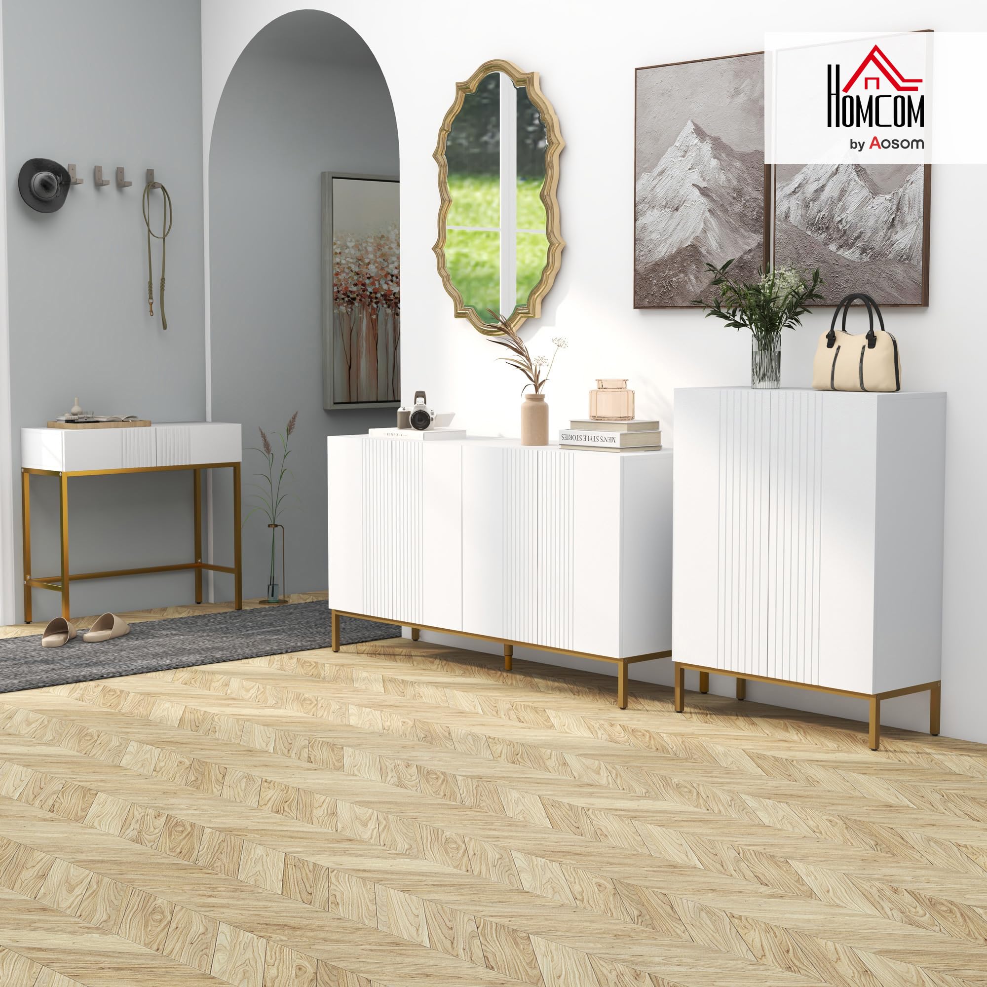 HOMCOM Meuble à Chaussures 20 Paires Armoire Portes à Fermeture Douce Blanc