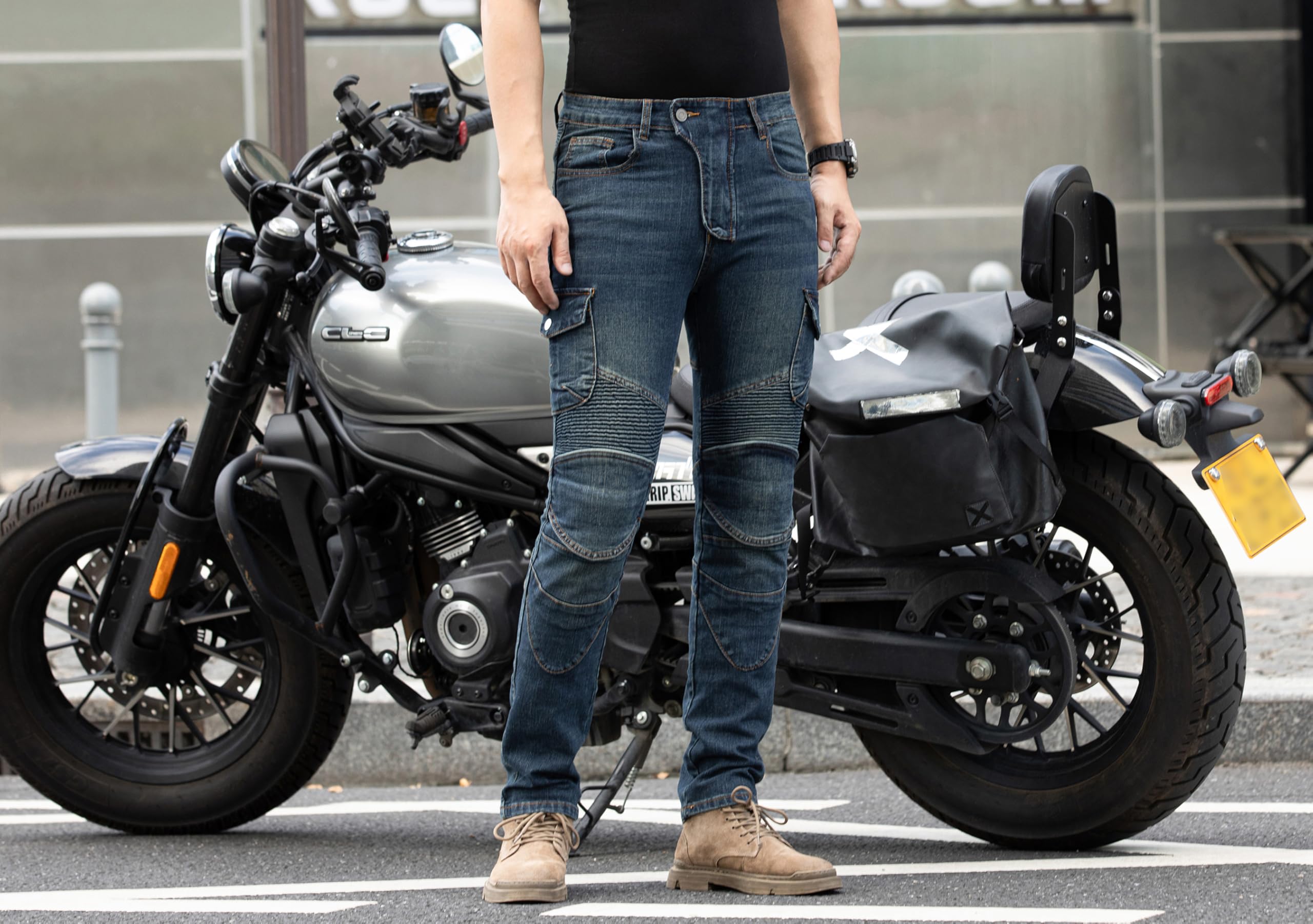 Pantalones Moto con Armadura CE Jeans para Moto y Bicicross, Ajuste Estilizado