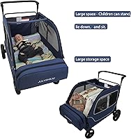 Vista 7 de Car-Shaped 4 Seater Stroller Wagon for 2 3 Kids Foldable All-Terrain Quad Wagon with Removable Canopy, 5-Point Harness Elevated Seats, XL Storage