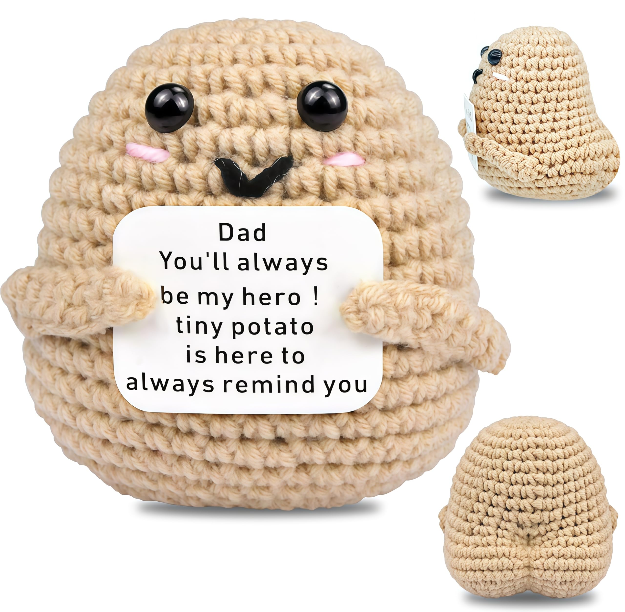 ZappelStift Dad Birthday Gifts Crochet Potato- Handmade Crochet Potato Plush Keepsake, Presents for Father, Dad Gifts from Daughter Son, for Dad