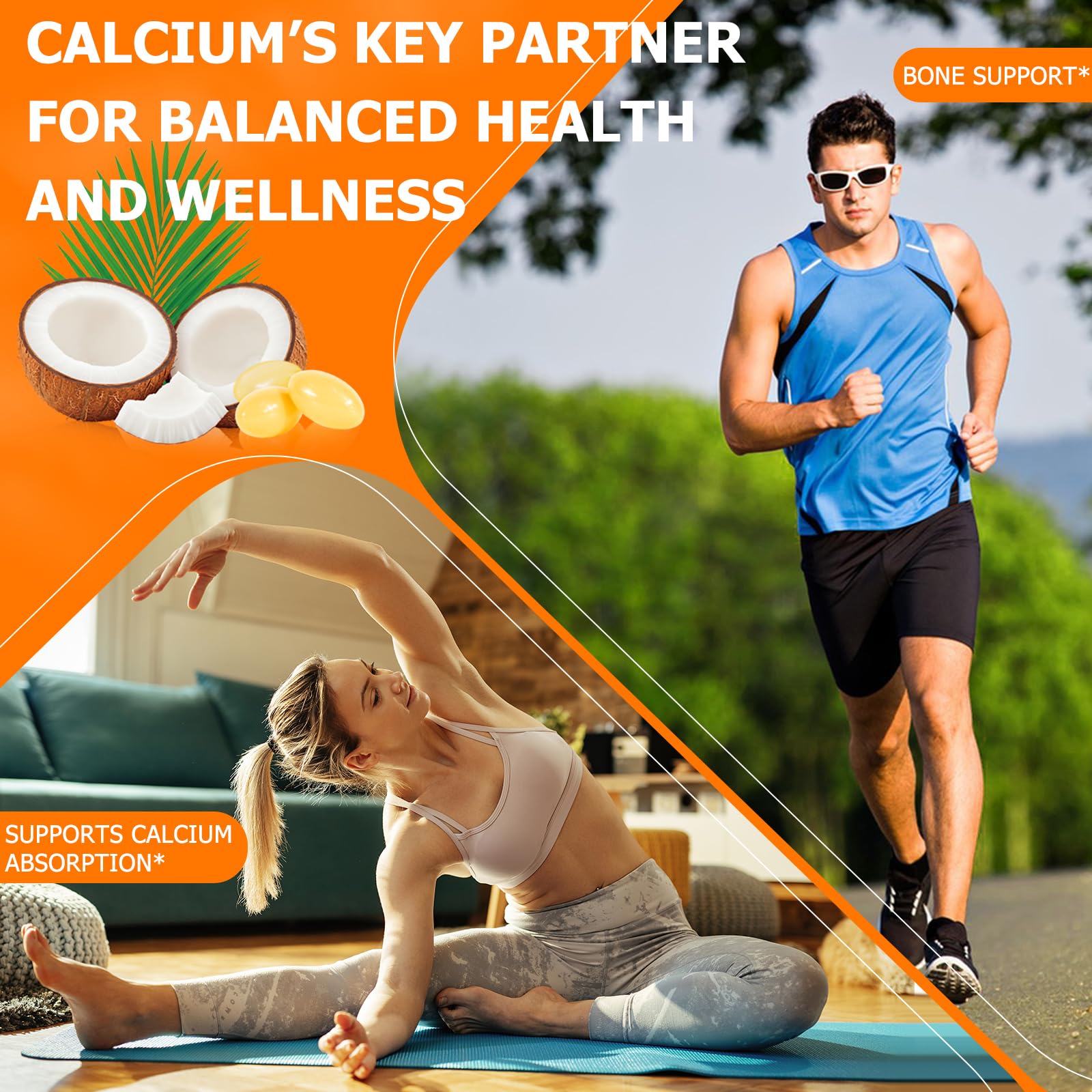 Vitamin D3 K2 with Coconut Oil - Vegan Vitamin D3 10000iu & Mk7 Vitamin K2 200mcg for Bone & Immune Support - Non-GMO, Soy Free - 120 Softgels