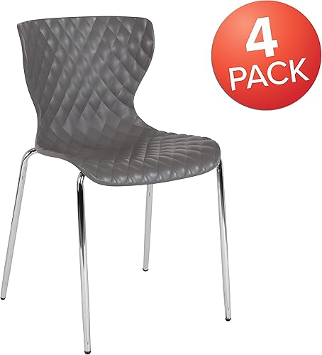 Miniatura 83 de Flash Furniture Lowell Silla apilable de plástico negro con diseño contemporáneo Negro -,Verde (Citrus Green),Gris,Naranja,Púrpura,Blanco,Rojo